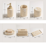 Travella Travertine Bathroom Set – Luxury Stone Soap Dispenser & Bathroom Organizer