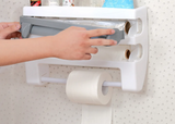 MultiFix 4-in-1 Kitchen Roll Holder – Wall Organizer with Foil Cutter & Bottle Rack