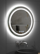 Luvodi Round Smart LED Bathroom Mirror – Touchscreen, Anti-Fog & Adjustable Lighting (24-Inch)