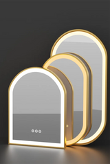 Luvodi Luxury Oval LED Bathroom Mirror – Gold Aluminum Frame with Anti-Fog Function (32×20 in)