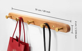 SARIHOSY Black Wooden Wall Rack Modern Wall Hooks for Bathroom, Kitchen, Bedroom & Hallway