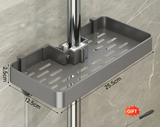 Drill-Free Aluminum Shower Caddy Shelf with Towel Bar – Double Layer Bathroom Organizer | Rustproof | Strong Adhesive Mount