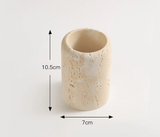 Travella Travertine Bathroom Set – Luxury Stone Soap Dispenser & Bathroom Organizer