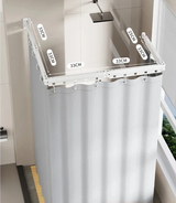 EasyTimes Foldable Shower Curtain Set – Magnetic, Waterproof & No-Drill Telescopic Rod