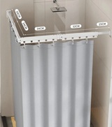 EasyTimes Foldable Shower Curtain Set – Magnetic, Waterproof & No-Drill Telescopic Rod