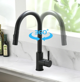 Pull-Out Kitchen Sink Faucet with Single Handle Mixer and Silver Finish