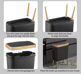 GoldenSlim Modern Trash Can with Lid – Sleek Bin for Bedroom, Bathroom & Kitchen