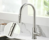 Pull-Out Kitchen Sink Faucet with Single Handle Mixer and Silver Finish