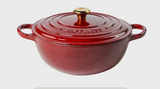 ChefMax 5-Quart Enameled Cast Iron Dutch Oven – Induction-Ready, Non-Stick, Multi-Purpose Cooking Pot (Black / Red)