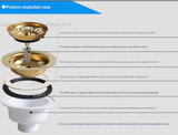 Ouboni Antique Brass Stainless Steel Sink Strainer & Drain Stopper – Classic Kitchen Drain Kit with Removable Basket