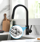 Pull-Out Kitchen Sink Faucet with Single Handle Mixer and Silver Finish