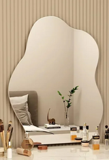 NordiGlow AuraCurve LED Wall Mirror – Scandinavian Irregular Lighted Vanity Mirror for Bathroom, Bedroom & Living Room