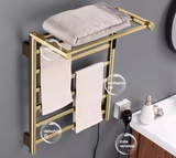 LuxeHeat WiFi Electric Towel Warmer – Brushed Gold Heated Towel Rack with Temperature Control