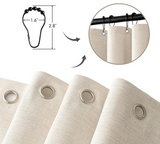 LuxeLinen SpaWeave Waterproof Shower Curtain – Thick Linen-Look Fabric, Hotel-Style Privacy, Beige + Metal Hooks Included