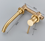 Quyanre Wall Mounted Basin Faucet Brushed Gold – Concealed Mixer Tap | 360° Rotating Spout | Single Handle Bathroom Fixture