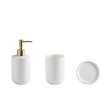 ScandiLuxe 4-Piece Scandinavian Bathroom Set – Ceramic Hygiene Essentials with Toothbrush Cup