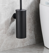 PureSteel Wall-Mounted Toilet Brush Set – Matte Black Stainless Steel Bathroom Cleaner with Holder