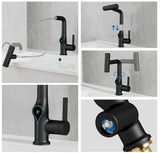 Digital Temperature Display Waterfall Bathroom Sink Faucet with Adjustable Spout Mixer