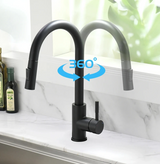 Pull-Out Kitchen Sink Faucet with Single Handle Mixer and Silver Finish