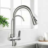 Black Kitchen Faucet with Filtered Water System, Pull-Out Sprayer and 360° Rotation