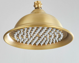 POIQIHY Rainfall Shower Head Antique Brass Gold – Round Fixed Showerhead | Wall Mounted | Spa-Like Water Flow