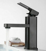Modern Deck Mounted Black and Chrome Bathroom Faucet with Dual Temperature Mixer