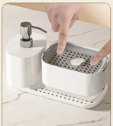 SoapStation Ultra 5-in-1 Sink Organizer – Dual Soap Dispenser, Sponge Holder, Cloth Rack & Drip Tray Kitchen Cleaning System