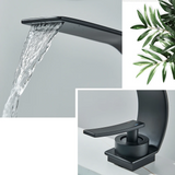 Sleek Waterfall Bathroom Faucet with Single Handle – Modern Brass Basin Mixer for Hot and Cold Water