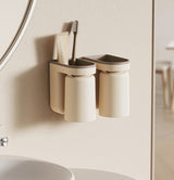 DuoClean 2-in-1 Toothbrush & Cup Wall Holder – Space-Saving, No-Drill Bathroom Organizer
