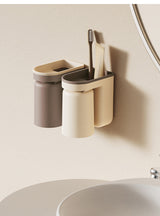 DuoClean 2-in-1 Toothbrush & Cup Wall Holder – Space-Saving, No-Drill Bathroom Organizer