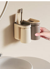 DuoClean 2-in-1 Toothbrush & Cup Wall Holder – Space-Saving, No-Drill Bathroom Organizer