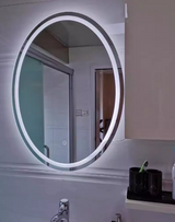 LumiCurve Pro LED Vanity Mirror – Frameless Oval Lighted Bathroom Mirror with Magnification & Anti-Fog