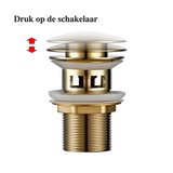 LuxDrain Pop-Up Drain Stopper – Stylish Bathroom Sink Stopper in Black & Gold