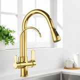 Black Kitchen Faucet with Filtered Water System, Pull-Out Sprayer and 360° Rotation