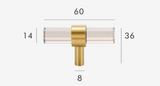 Modern Brass & Acrylic Furniture Handle – Transparent, Black or White Decorative Pull with Custom Extension