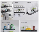 AlumaNest Matte Black Aluminum Corner Shower Shelf – Drill-Free 3-Tier Bathroom & Kitchen Wall Organizer
