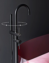 AITANA Luxury Floor-Mounted Faucet – Black Brass Bathroom Faucet, Dual Handle, Hot & Cold, 2 Functions