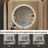 LumiTemp 24” Round Smart LED Bathroom Mirror – Anti-Fog Lighted Vanity Mirror with Temperature Display & 3-Level Dimmable Brightness