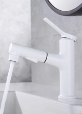 Pull-Out Bathroom Sink Faucet with Oral Rinse Function and Hot Cold Mixer