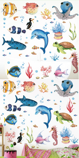 SeaWorld 3D Underwater Wall Stickers – Turtle, Dolphin & Fish Kids Room Décor