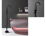 AITANA Luxury Floor-Mounted Faucet – Black Brass Bathroom Faucet, Dual Handle, Hot & Cold, 2 Functions