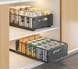 Pull-Out Metal Kitchen Storage Drawer Organizer Set – Sliding Spice Rack Trays | Space Saving Cabinet Storage | Easy Access Design