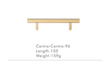 Nurlin T-Bar Brass Handle – Extra Long & Modern for Cabinets, Drawers & Refrigerators