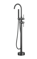 AITANA Luxury Floor-Mounted Faucet – Black Brass Bathroom Faucet, Dual Handle, Hot & Cold, 2 Functions