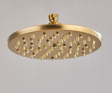 POIQIHY Rainfall Shower Head Antique Brass Gold – Round Fixed Showerhead | Wall Mounted | Spa-Like Water Flow
