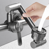 Wall Mounted Stainless Steel Kitchen Faucet with 4 Spray Modes and 360° Swivel Mixer