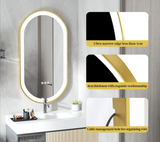 Luvodi Luxury Oval LED Bathroom Mirror – Gold Aluminum Frame with Anti-Fog Function (32×20 in)