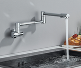 Brushed Gold Wall Mount Kitchen Faucet Premium – Single Cold Water Tap | 360° Swivel Spout | Space Saving Design