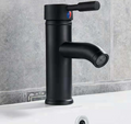 Matte Black Stainless Steel Bathroom Sink Faucet with Single Handle Hot and Cold faucet
