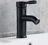 Matte Black Stainless Steel Bathroom Sink Faucet with Single Handle Hot and Cold Mixer